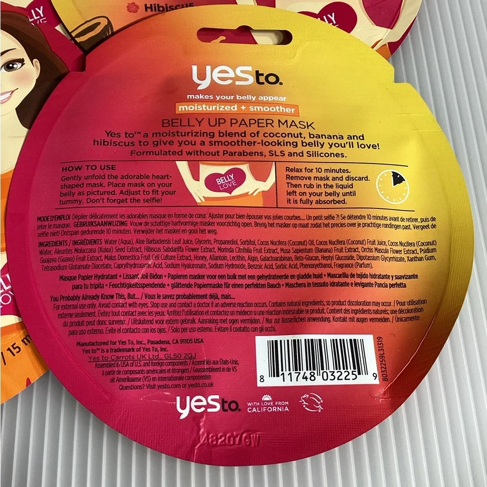 Set of 4 Yes To Belly Up Paper Mask